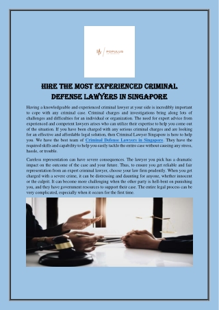 Hire The Most Experienced Criminal Defense Lawyers In Singapore