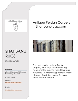 Antique Persian Carpets | Shahbanurugs.com