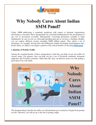 Why Nobody Cares About Indian SMM Panel