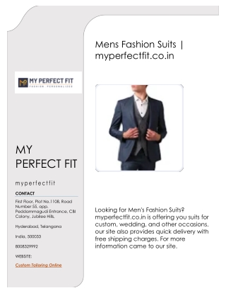 Mens Fashion Suits | myperfectfit.co.in