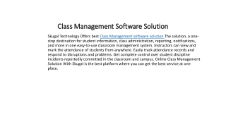 Class Management Software Solution