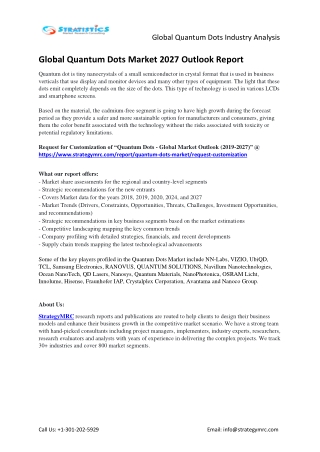 2027 Quantum Dots Market Country & Regional Analysis