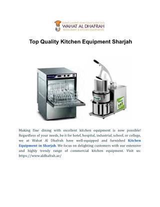 Top Quality Kitchen Equipment Sharjah