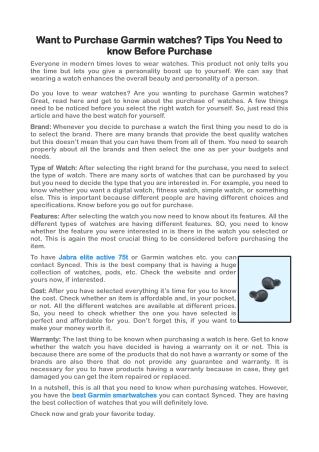 Want to Purchase Garmin watches Tips You Need to know Before Purchase