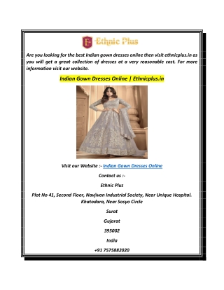 Indian Gown Dresses Online  Ethnicplus.in