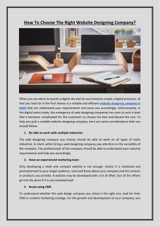 How To Choose The Right Website Designing Company