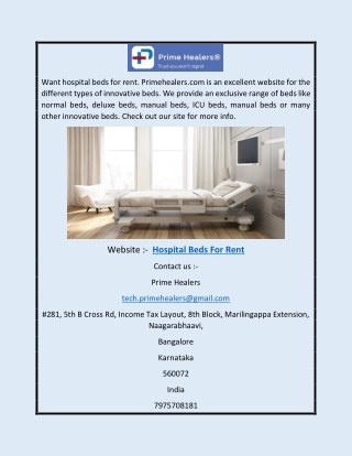 Hospital Beds for Rent | Primehealers.com