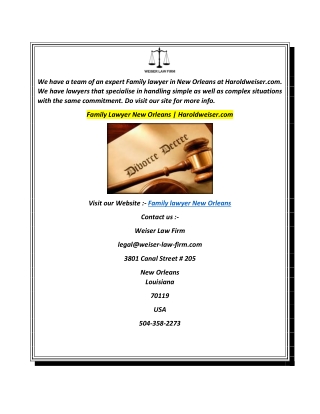 Family Lawyer New Orleans  Haroldweiser.com