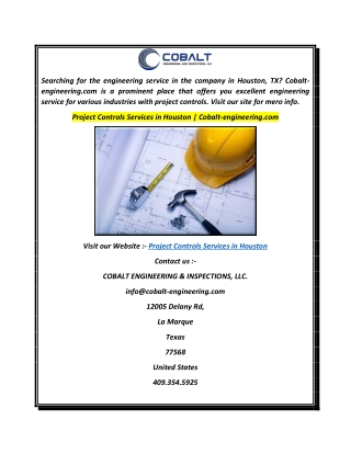 Project Controls Services in Houston  Cobalt-engineering.com