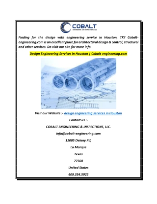 Design Engineering Services in Houston  Cobalt-engineering.com