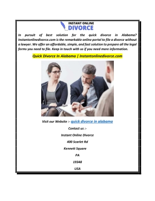 Quick Divorce In Alabama  Instantonlinedivorce.com