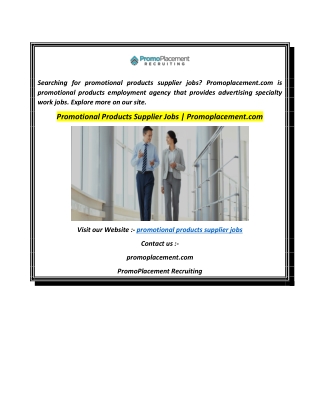 Promotional Products Supplier Jobs  Promoplacement.com