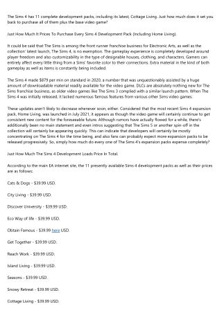 How Much All Sims 4 Expansion Packs Expense (Including Home Living).