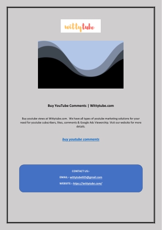 Buy YouTube Comments | Wittytube.com
