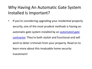 Why Having An Automatic Gate System Installed Is Important