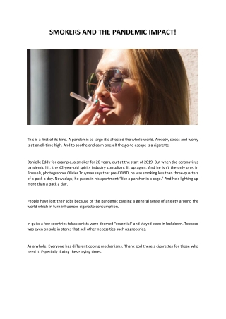 SMOKERS AND THE PANDEMIC IMPACT!