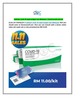 Salixium covid 19 rapid antigen test Malaysia | Doctoroncall.com.my