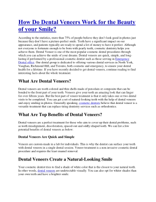 How Do Dental Veneers Work for the Beauty of your Smile