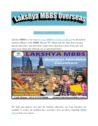 Overseas MBBS Consultant in Bhopal
