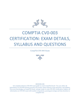 CompTIA CV0-003 Certification: Exam Details, Syllabus and Questions