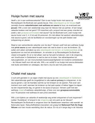 Huisje huren met sauna - De Boshoek