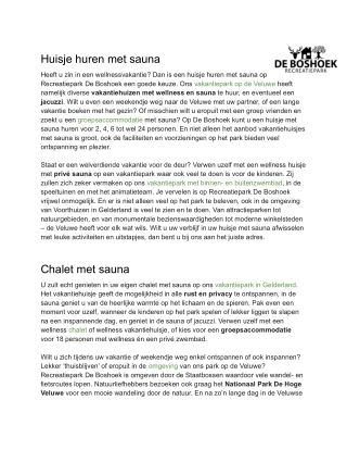 Huisje huren met sauna - De Boshoek