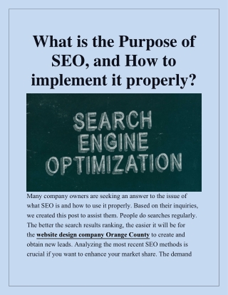 What is the Purpose of SEO, and How to implement it properly?