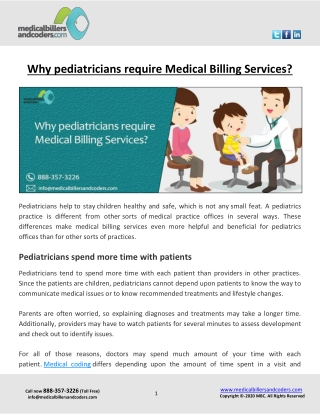 Why pediatricians require Medical Billing Services?