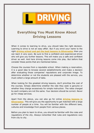 Everything You Must Know About Driving Lessons