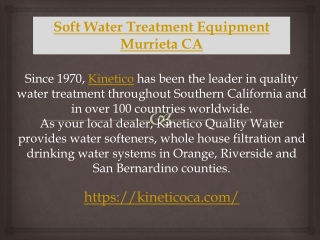 Soft Water Treatment Equipment Murrieta CA