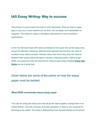 IAS Essay Writing- Way to success