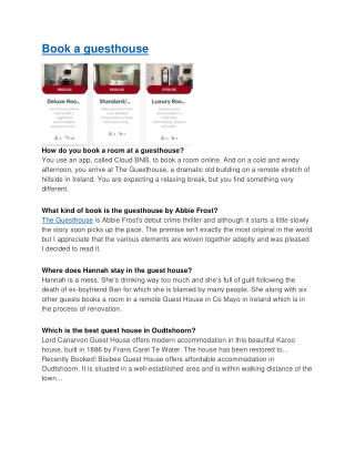 book a guesthouse-converted
