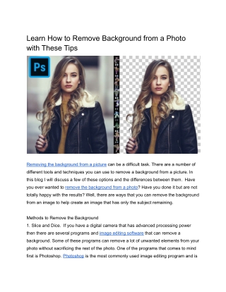 Can You Really Find How to Remove Background from Photo in Photoshop Tutorial