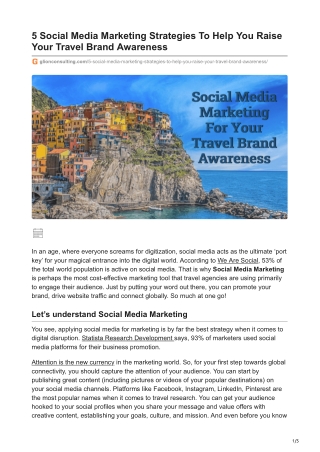 5Social Media Marketing Strategies To Help You Raise Your Travel Brand Awareness