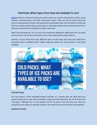 Cold Packs What Types of Ice Packs Are Available To Use