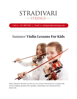 Summer Violin Lessons For Kids