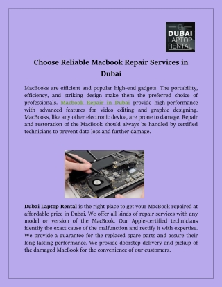 Choose Reliable Macbook Repair Services in Dubai