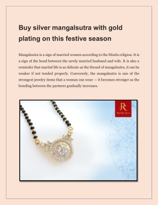 Buy silver mangalsutra with gold plating on this festive season