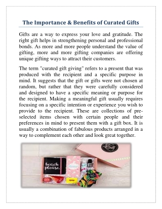 The Importance & Benefits of Curated Gifts