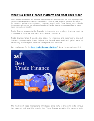 What is a Trade Finance Platform and What does It do