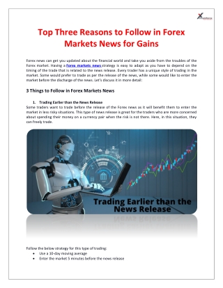 Top Three Reasons to Follow in Forex Markets News for Gains