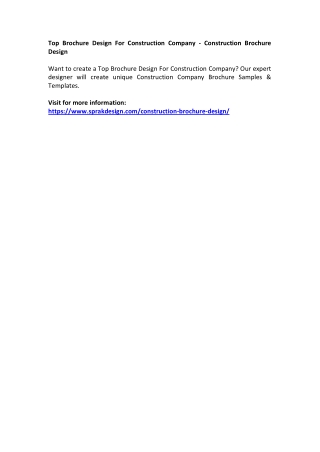 Top Brochure Design For Construction Company - Construction Brochure Design