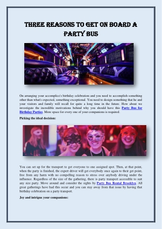 Three Reasons to Get on Board A Party Bus