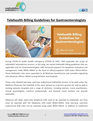 Telehealth Billing Guidelines for Gastroenterologists