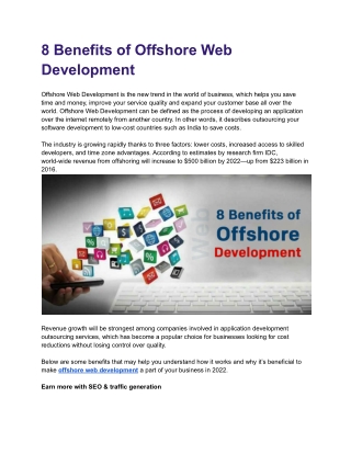 8 Benefits of Offshore Web Development