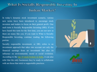 What Is Socially Responsible Investing In Indian Market