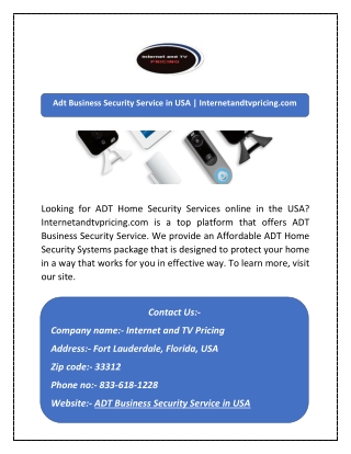 Adt Business Security Service in USA | Internetandtvpricing.com