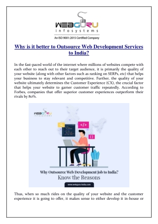 Why is it better to Outsource Web Development Services to India?