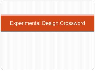Experimental Design Crossword