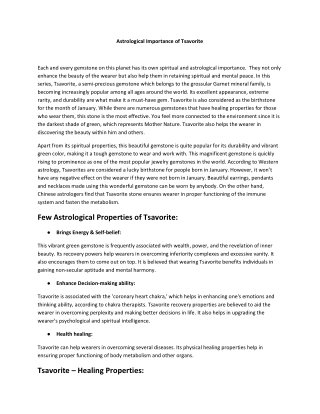 Astrological Importance of Tsavorite